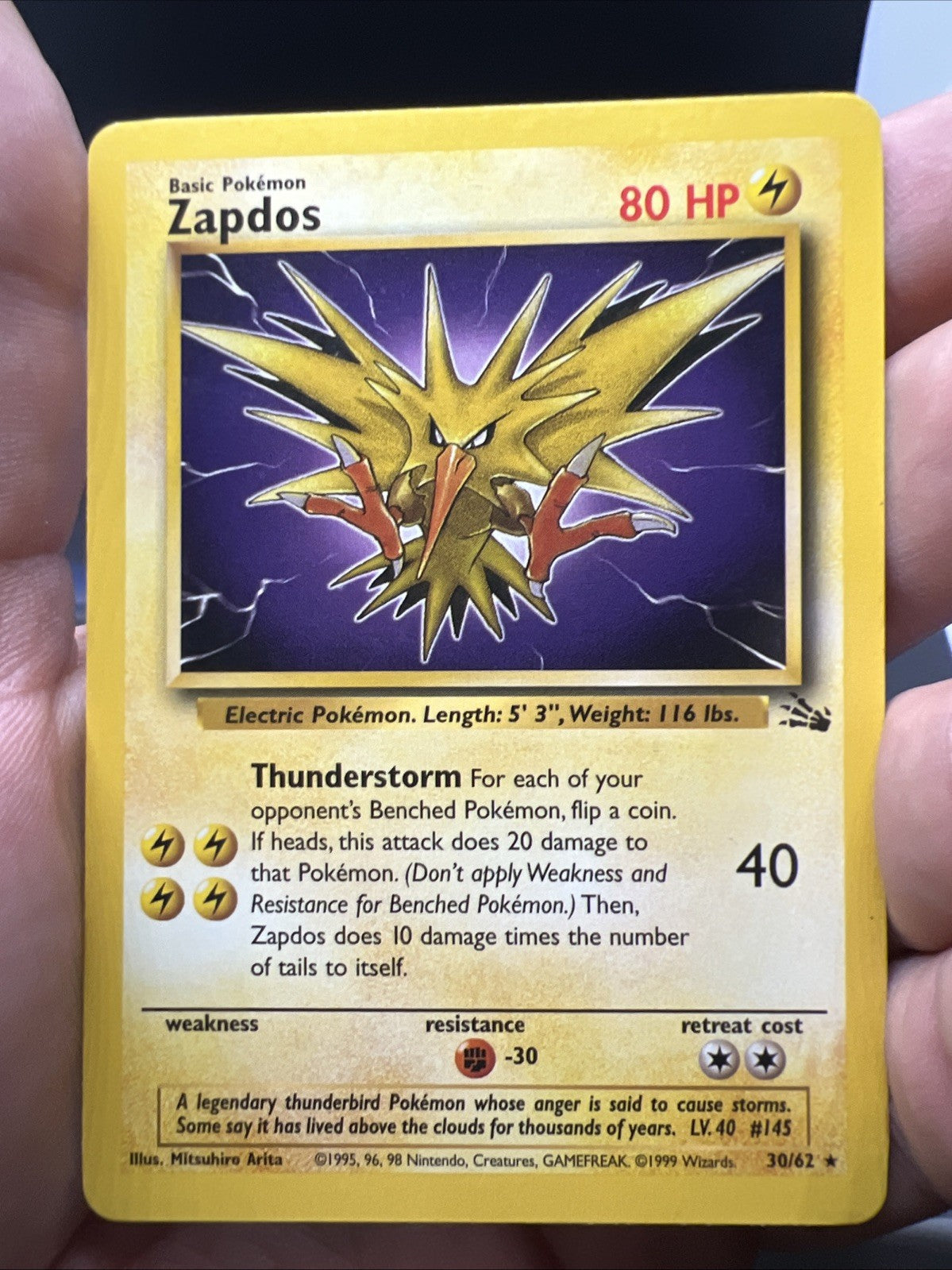 Pokemon Zapdos 30/62 Fossil Rare - MOD PLAY