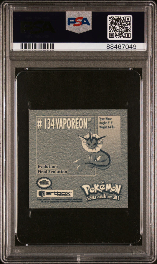 1999 Pokémon Sticker Series 1 #134 Vaporeon – PSA 10 GEM MINT