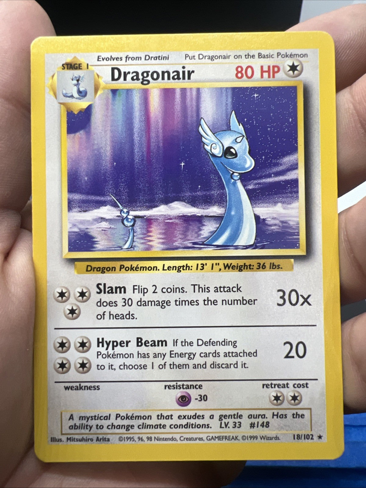 Pokemon Dragonair 018/102 Base Set Rare Non Holo - MOD PLAY