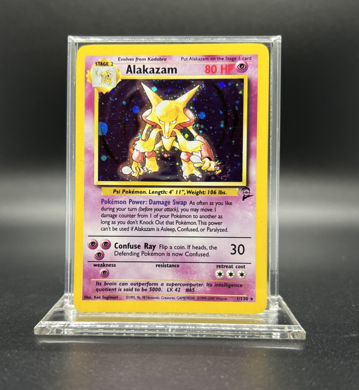 Pokemon Alakazam 001/130 Base Set 2 Holo -NEAR MINT