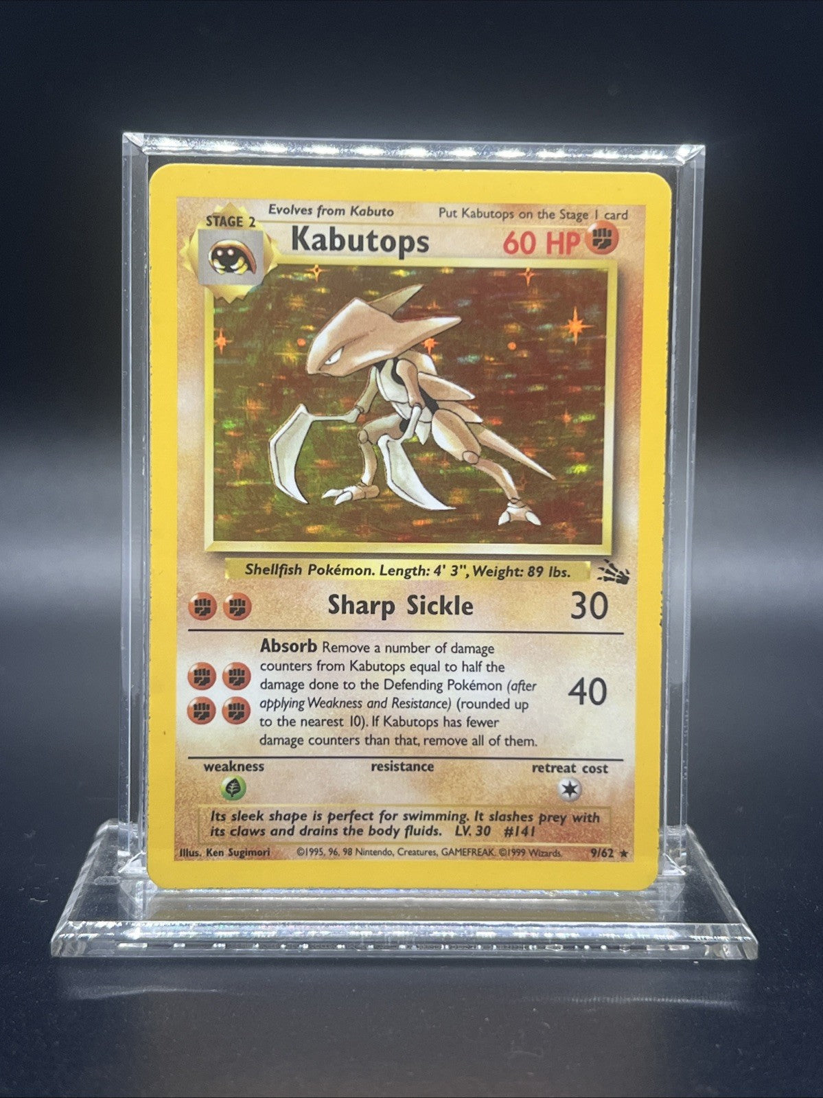 Pokemon Kabutops 9/62 – Fossil – Holo Rare – Moderate Play