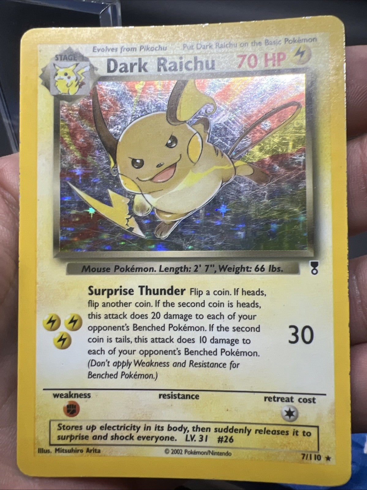 Pokemon Dark Raichu 7/110 Legendary Collection Holo - HEAVY PLAY