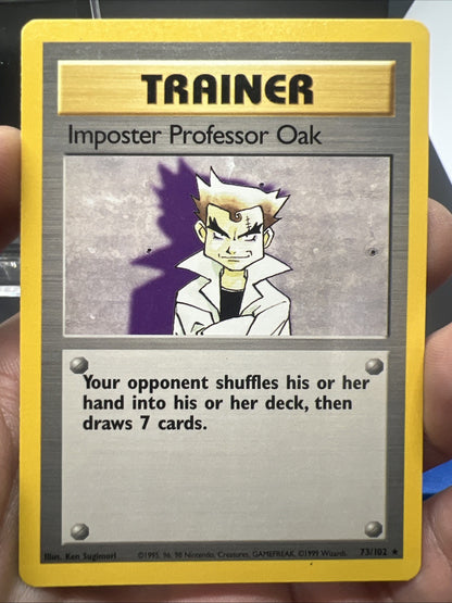 Pokemon Imposter Professor Oak 073/102 Base Set Rare Non Holo - NEAR MINT