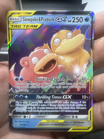 Pokemon Slowpoke & Psyduck GX 35/236 Sm-Unified Minds Holo - LIGHT PLAY