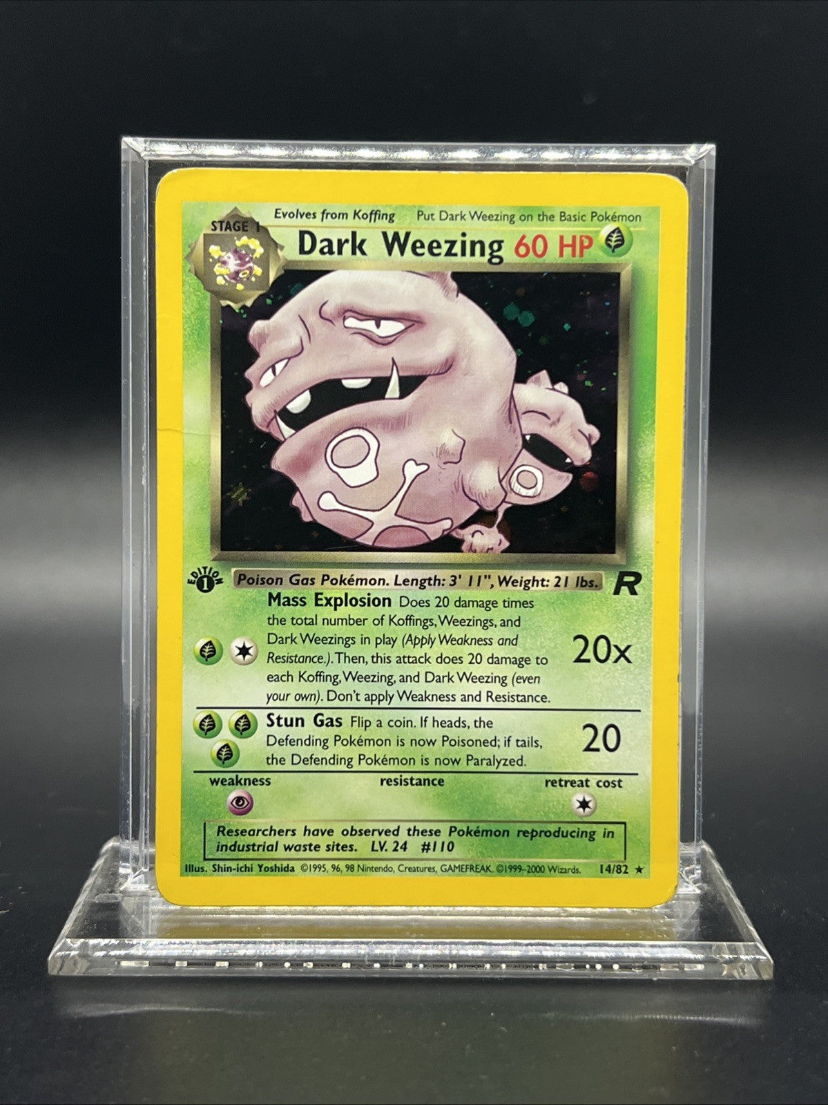 Pokemon Dark Weezing 1st Edition 14/82 – Team Rocket – Holo Rare – Heavy Play