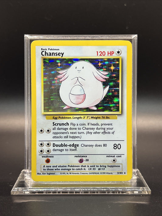 Chansey 003/102 – Base Set – Holo Rare – Light Play - Pokemon