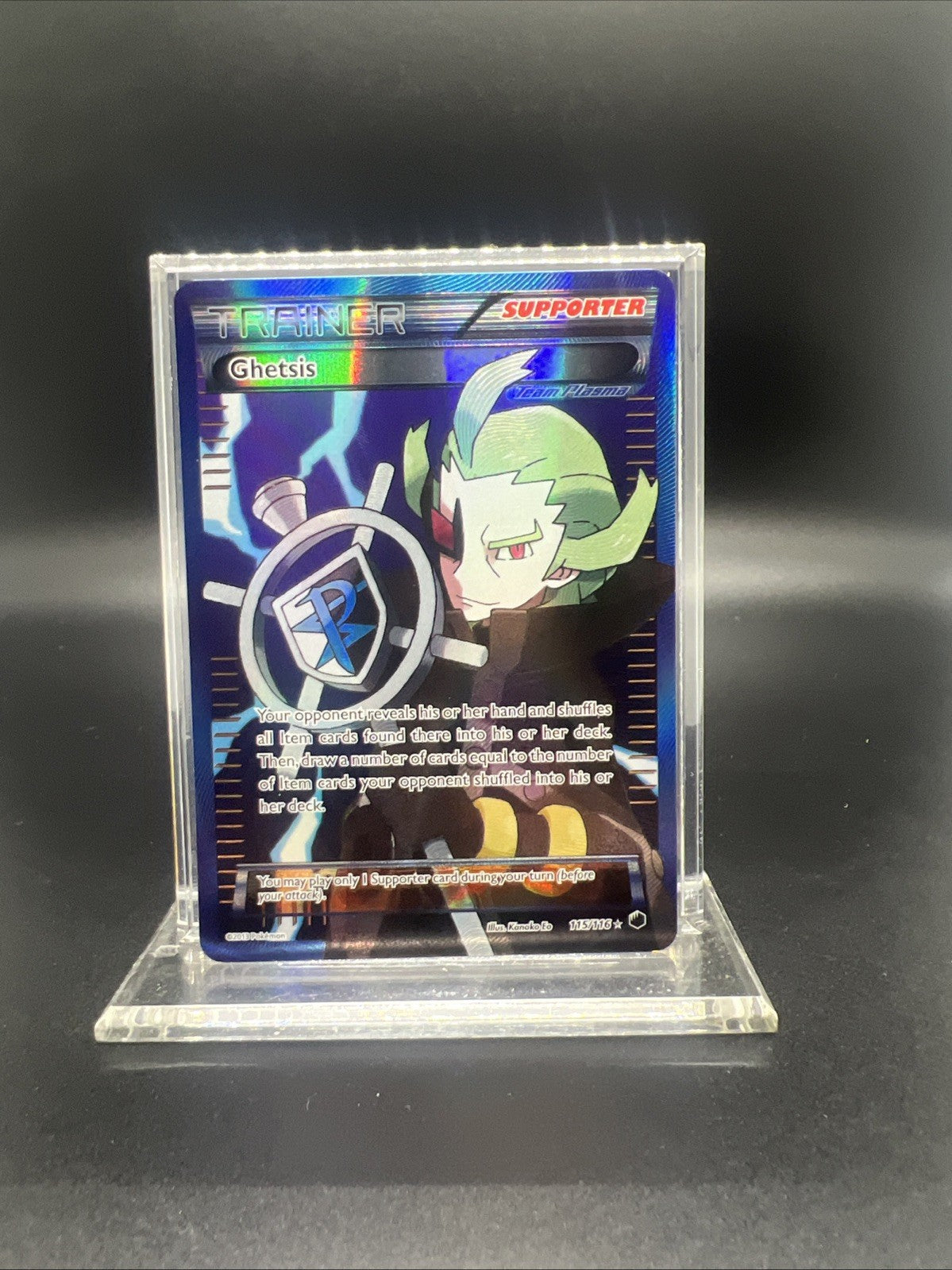 Pokemon Ghetsis (Team Plasma) (Full Art) 115/116 Plasma Freeze Holo - LIGHT PLAY