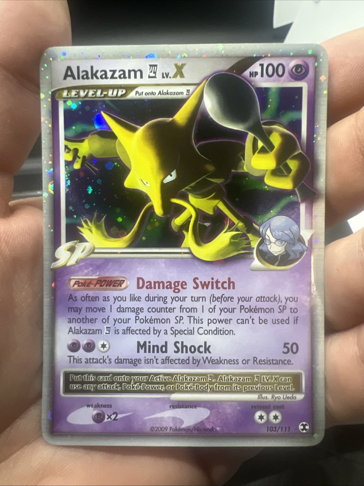 Pokeomn Alakazam Lv.X 103/111 Rising Rivals Holo - LIGHT PLAY
