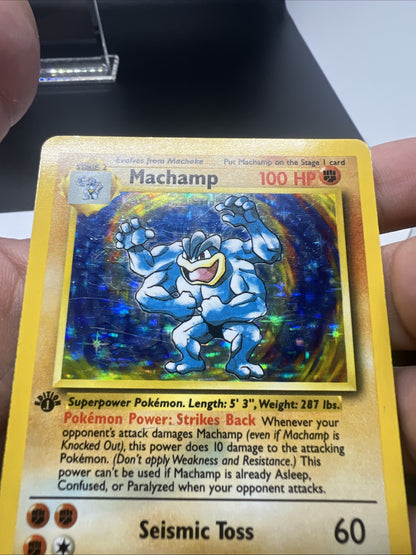 Pokemon Machamp 1st Edition Base Set 8/102 Holo - HEAVY PLAY (B)