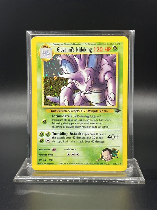 Pokemon Giovanni's Nidoking 7/132 Gym Challenge Holo - LIGHT PLAY