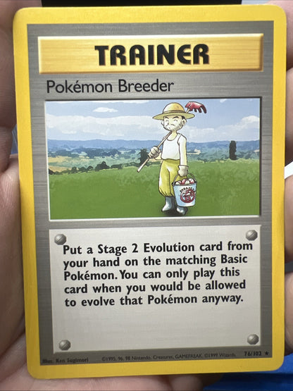 Pokemon Breeder 076/102 Base Set Rare Non Holo - MOD PLAY