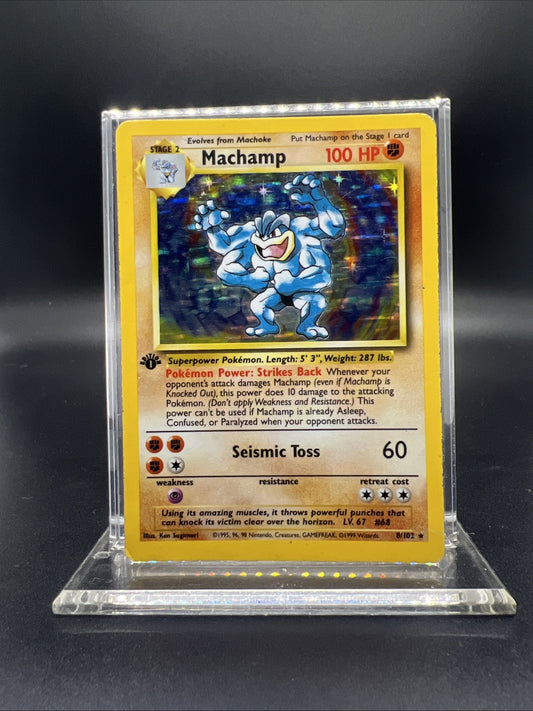 Pokemon Machamp 8/102 1st Edition Base Set Holo - HEAVY PLAY