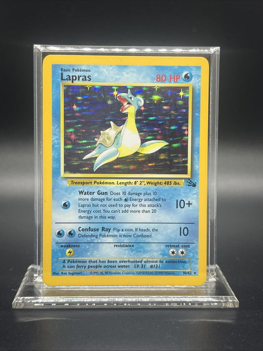 Pokemon Lapras 10/62 – Fossil – Holo Rare – Moderate Play (A)