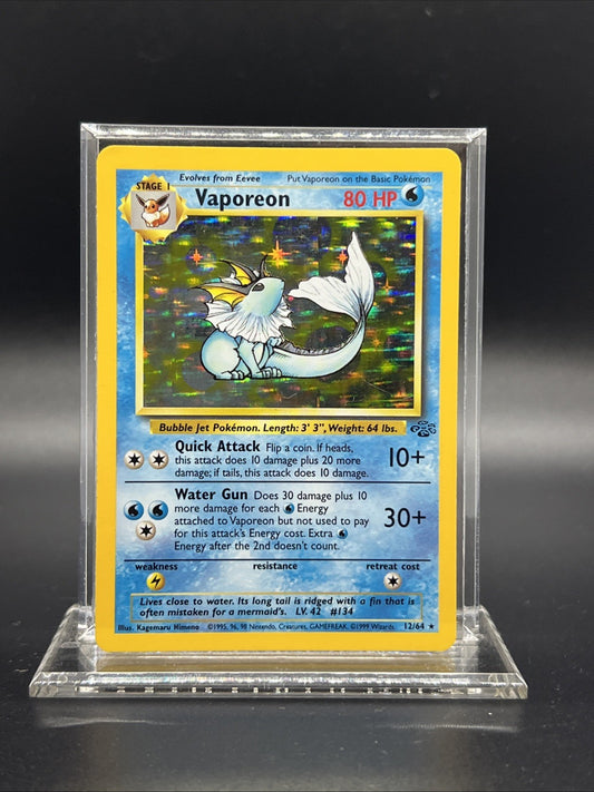 Pokemon Vaporeon 12/64 – Jungle – Holo Rare – Heavy Play (C)