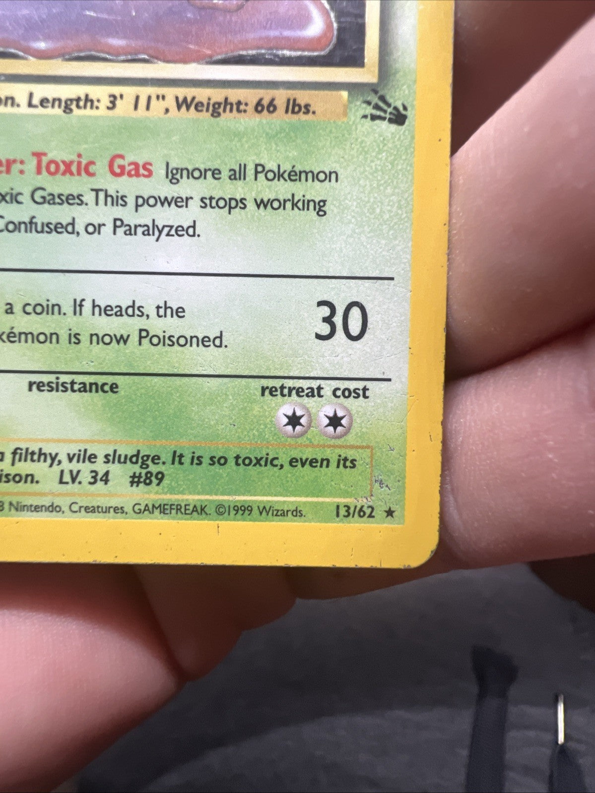 Pokemon Muk 13/62 – Fossil – Holo Rare – Heavy Play (B)