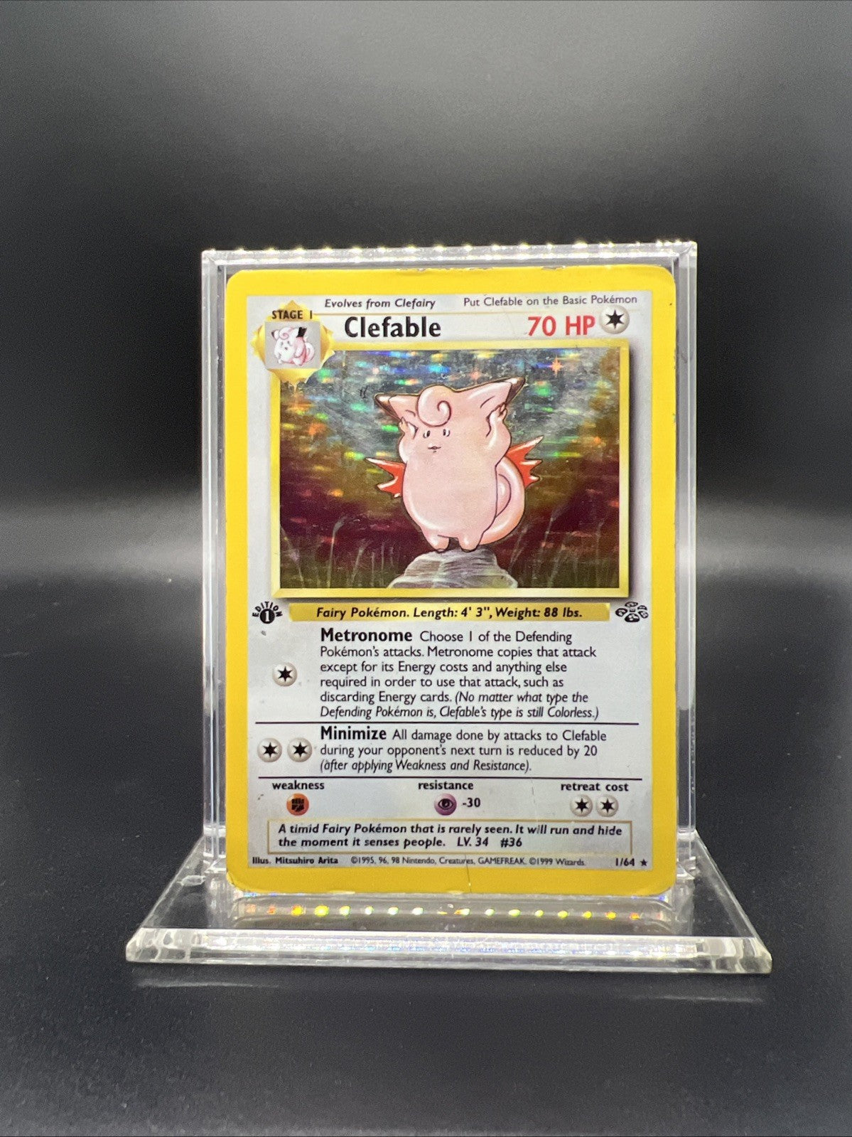 Pokemon Clefable 1/64 1st Edition Jungle Holo - HEAVY PLAY
