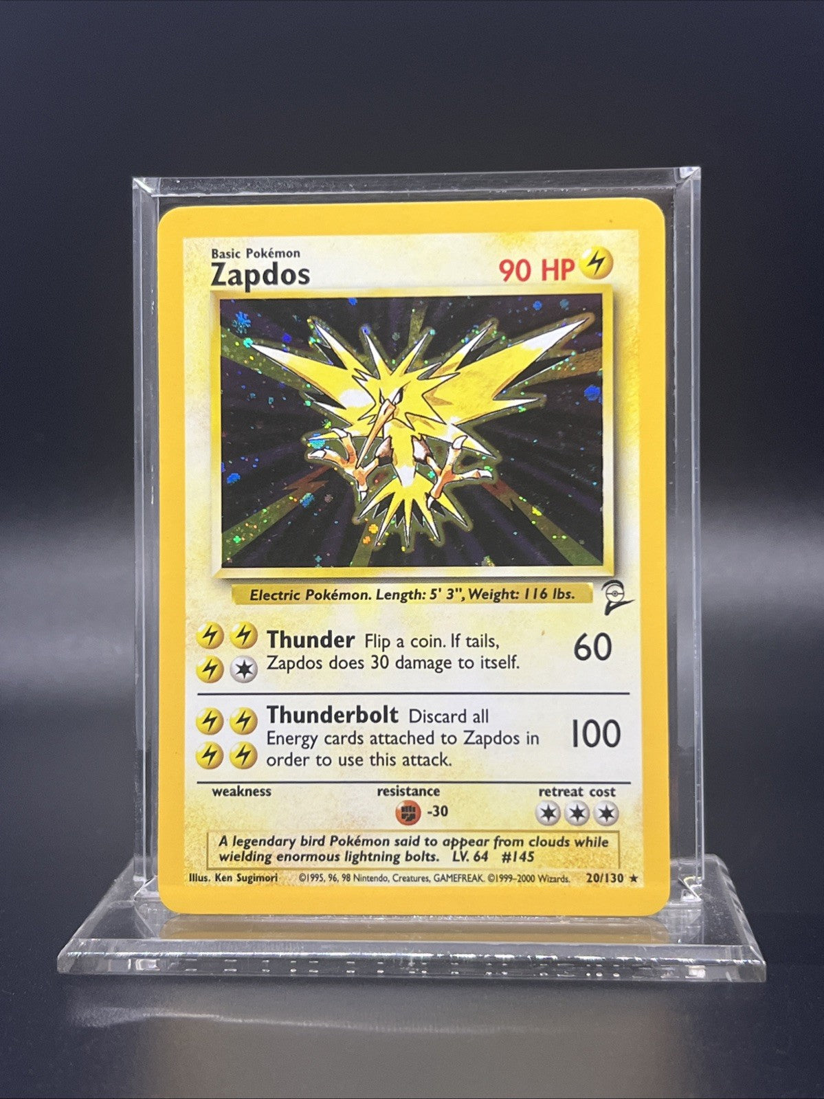 Pokemon Zapdos 020/130 Base Set 2 Holo - LIGHT PLAY