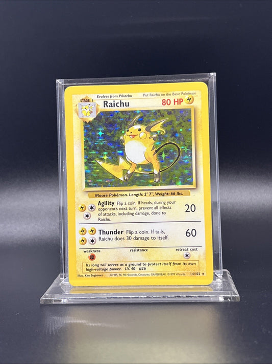 Pokemon Raichu 014/102 Base Set Holo - HEAVY PLAY (A)