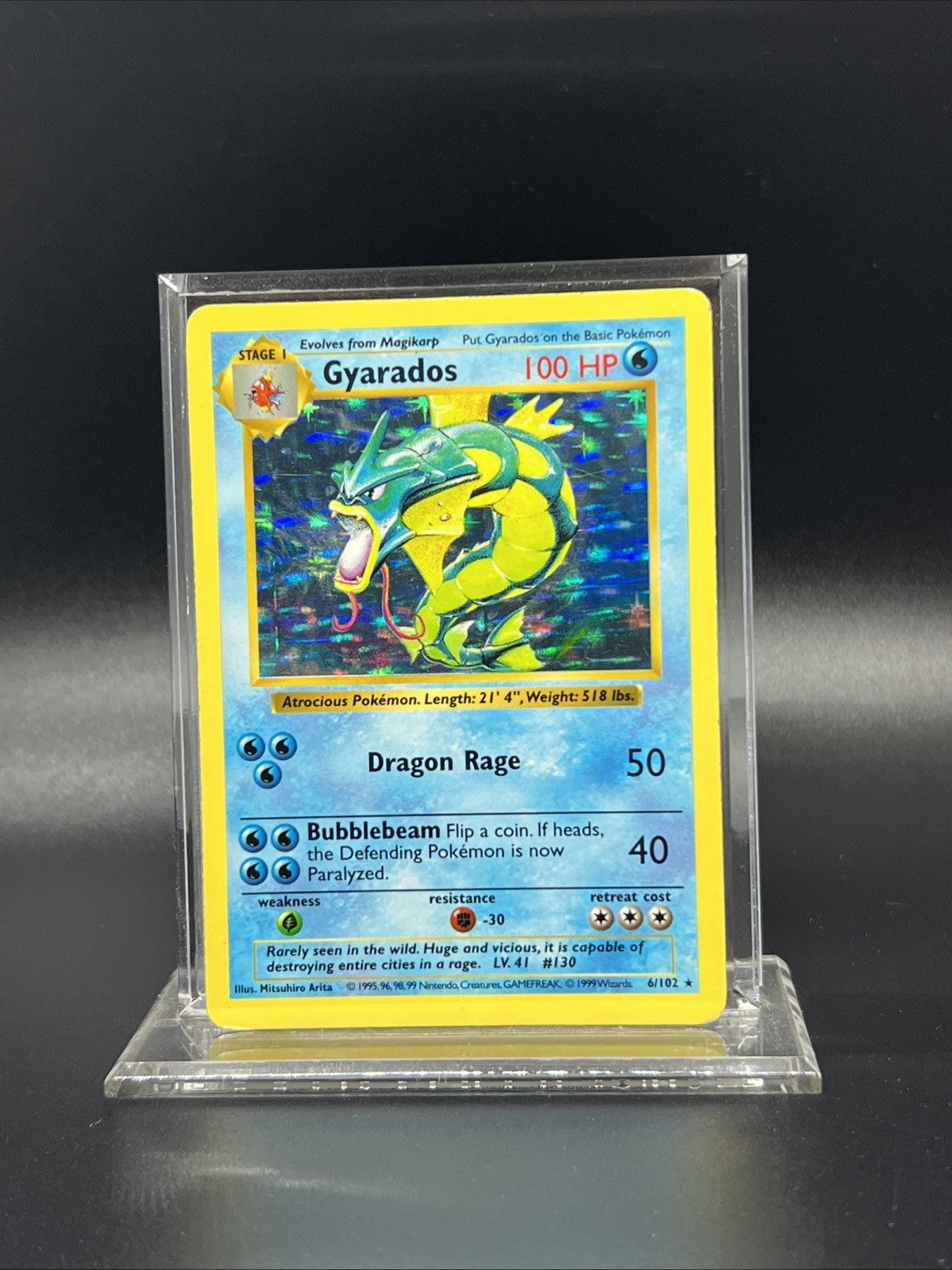 Pokemon Gyarados 006/102 Base Set (Shadowless) Holo - HEAVY PLAY