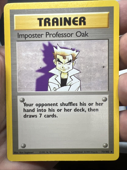 Pokemon Imposter Professor Oak 073/102 Base Set Rare Non Holo - LIGHT PLAY