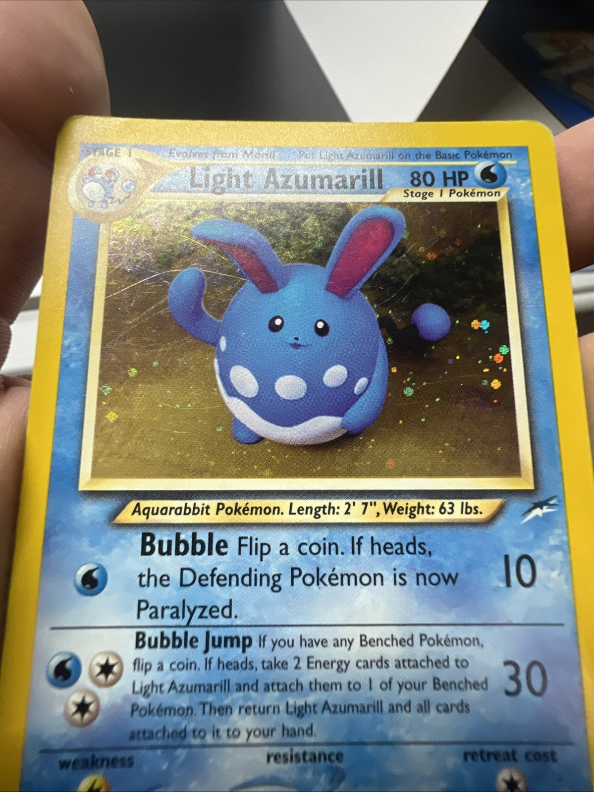 Pokemon Light Azumarill 13/105 – Neo Destiny – Holo Rare – Heavy Play (B)
