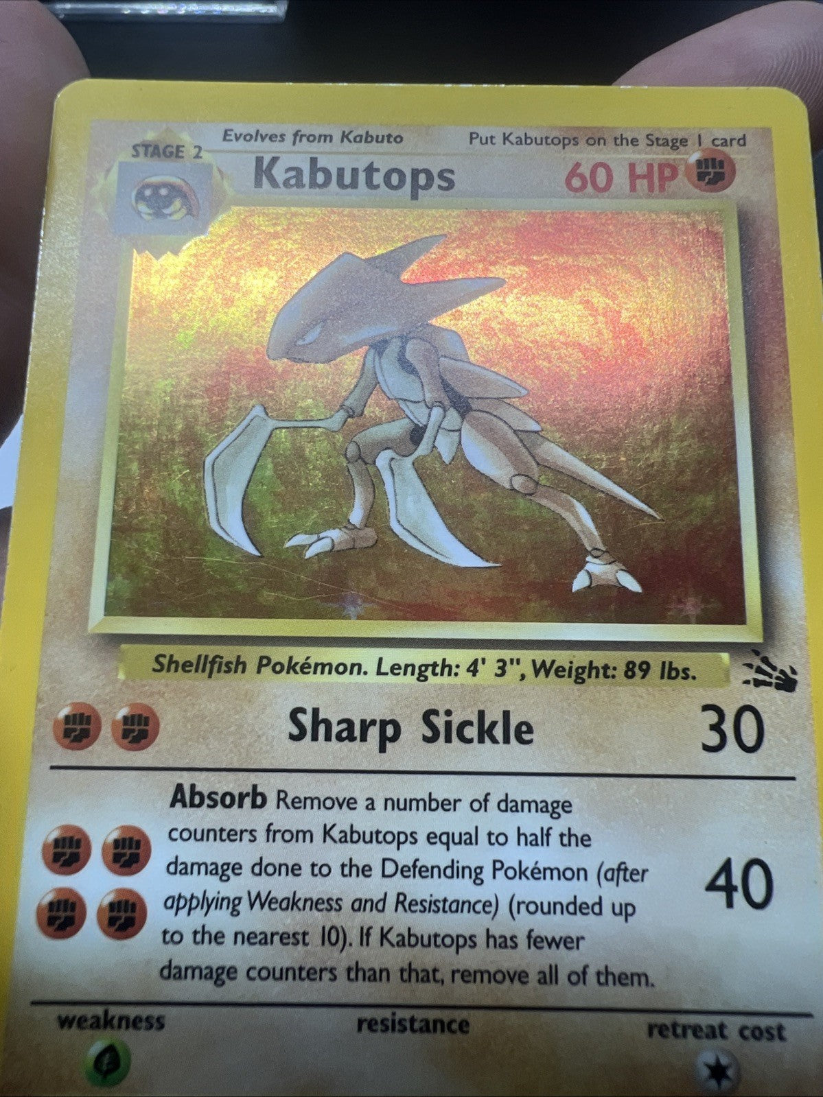 Pokemon Kabutops 9/62 – Fossil – Holo Rare – Moderate Play