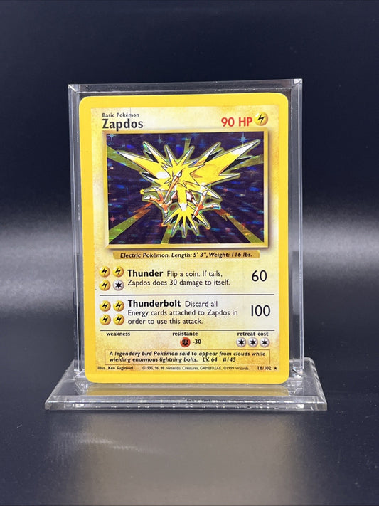 Pokemon Zapdos 016/102 Base Set Holo - HEAVY PLAY (A)