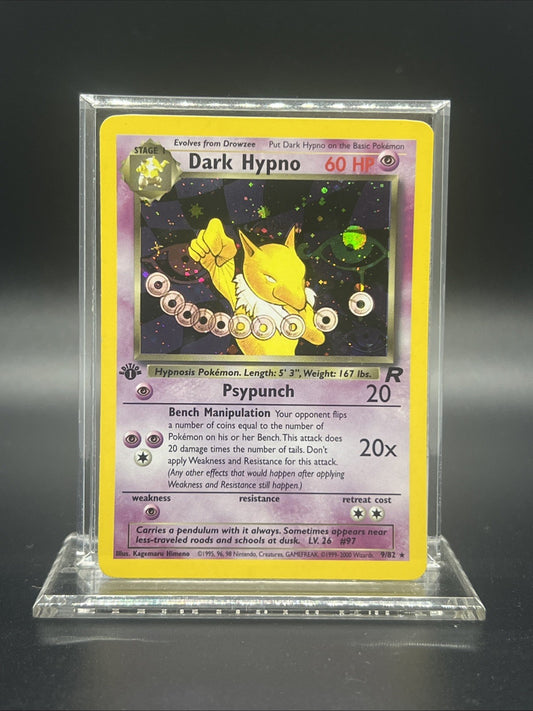 Pokemon Dark Hypno 1st Edition 9/82 – Team Rocket – Holo Rare – Moderate Play