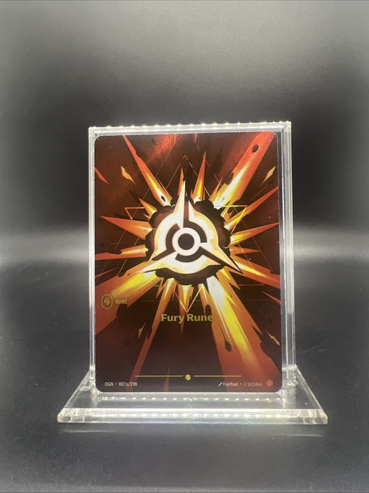 Riftbound Origins Fury Rune Alt Art Foil 007a/298 - NEAR MINT