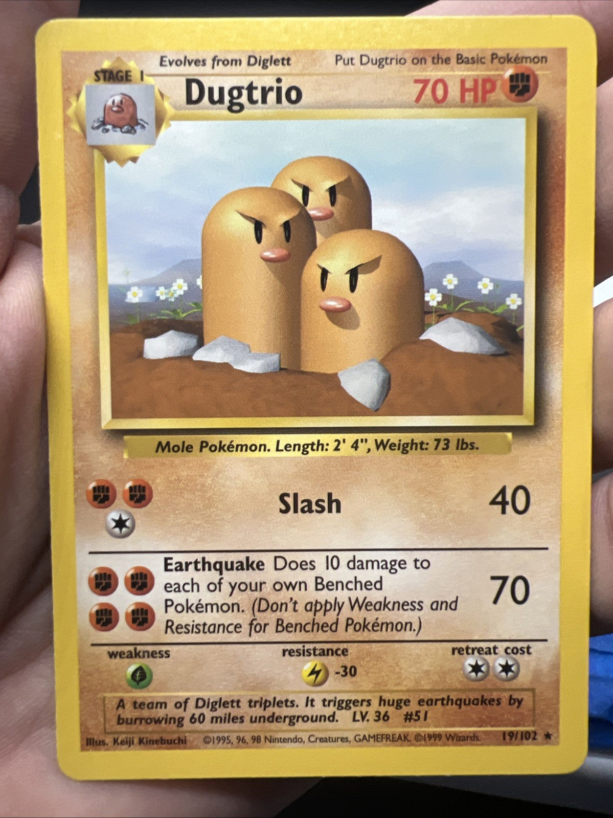 Pokemon Dugtrio 019/102 Base Set Rare Non Holo - MOD PLAY