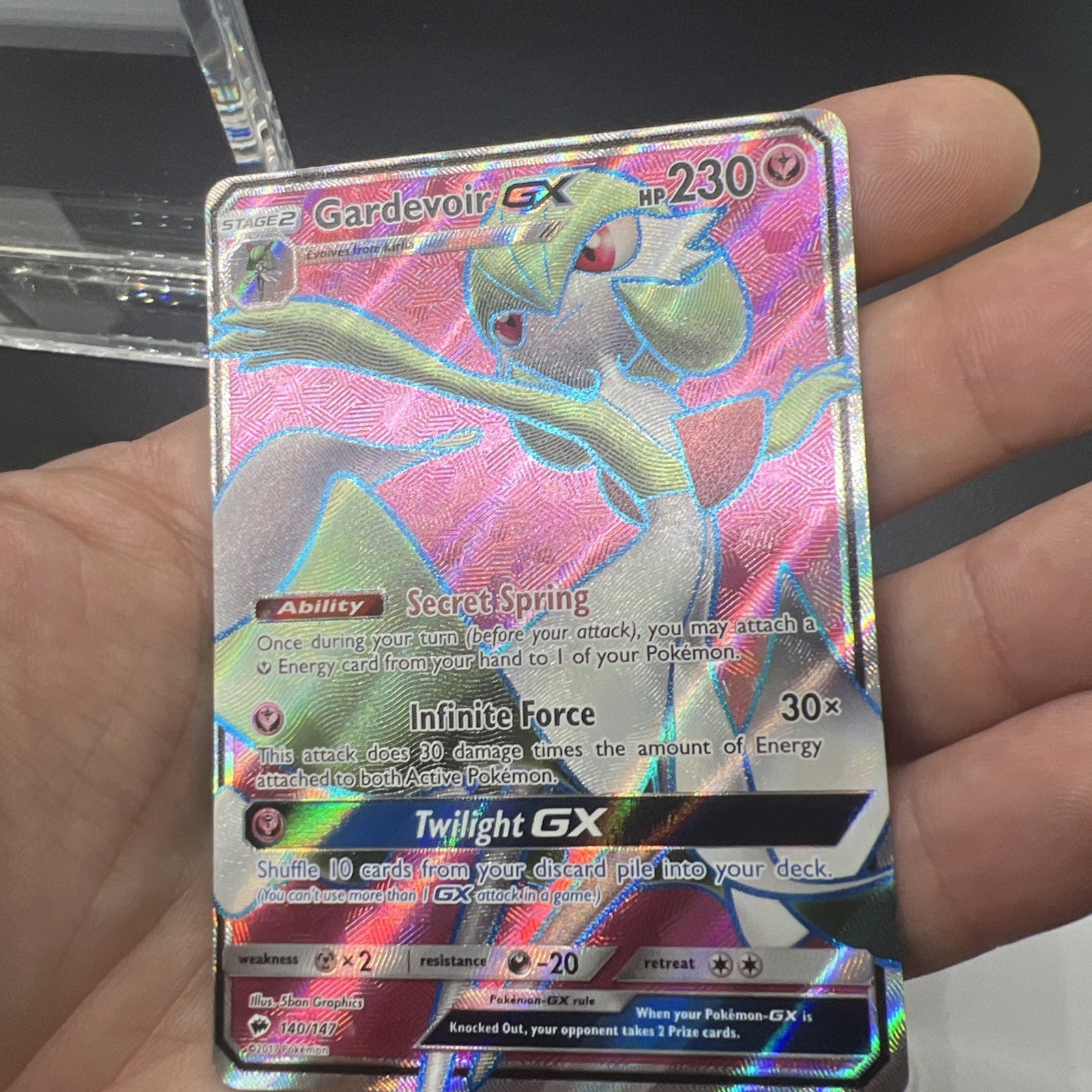 Pokemon Gardevoir GX (Full Art) 140/147 SM - Burning Shadows Holo - LIGHT PLAY