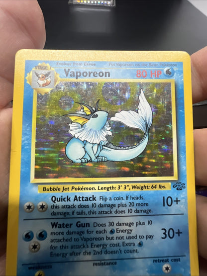 Pokemon Vaporeon 12/64 Jungle Holo - HEAVY PLAY (B)