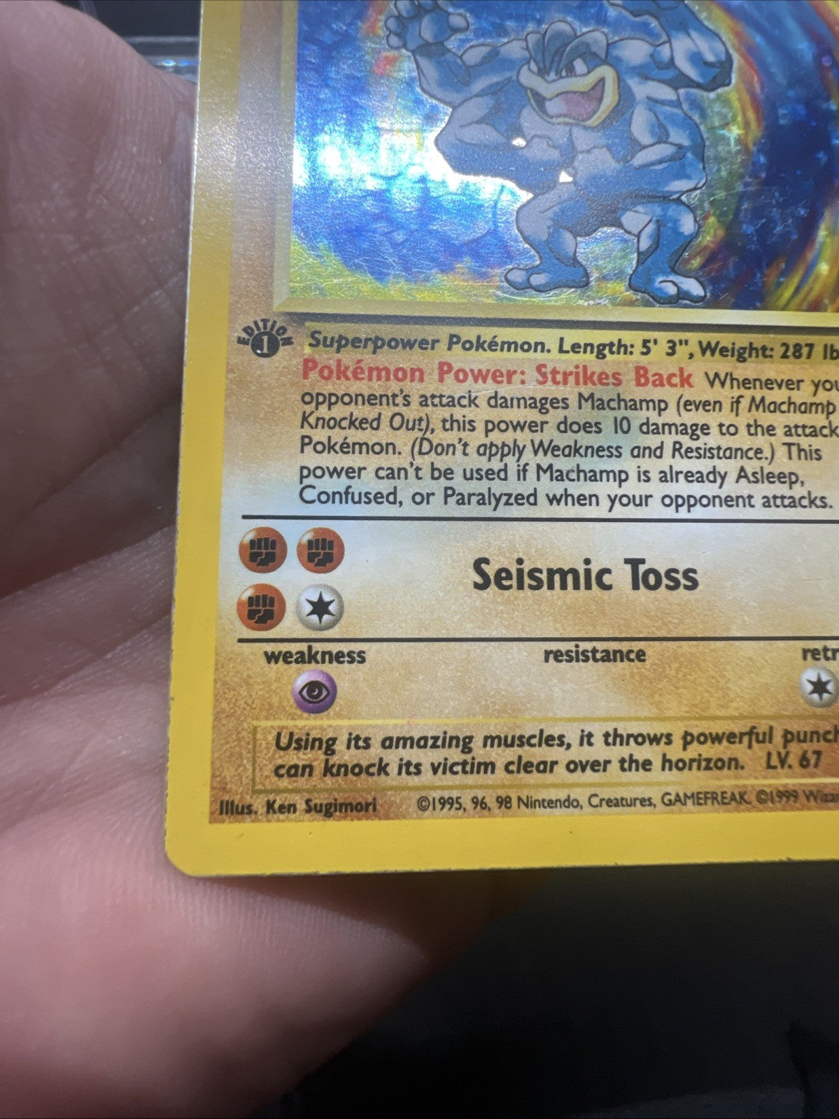 Pokemon Machamp 1st Edition Base Set 8/102 Holo - HEAVY PLAY (B)