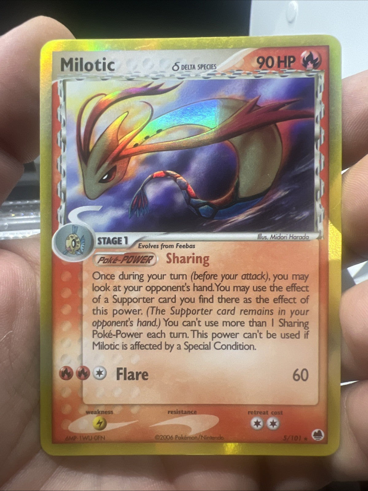 Pokemon Milotic (Delta Species) 5/101 Dragon Frontiers Holo - LIGHT PLAY