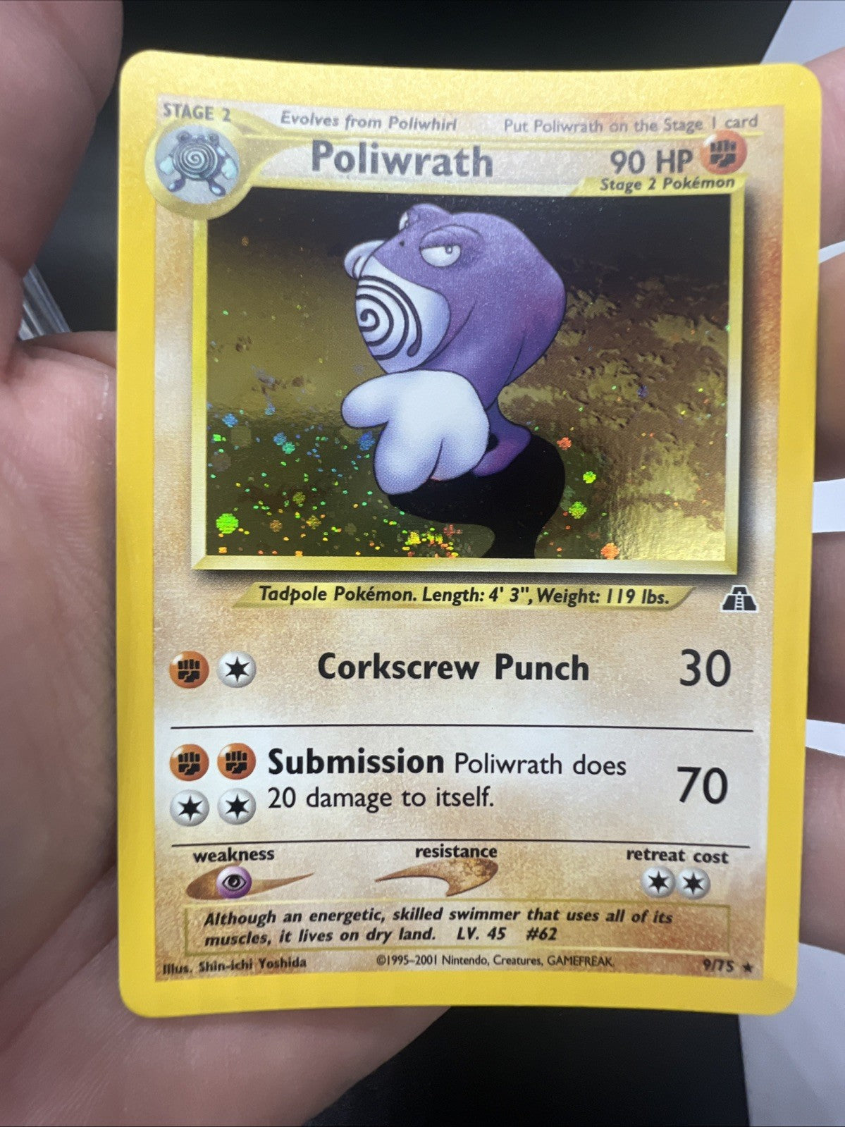 Poliwrath 9/75 Neo Discovery Holo - LIGHT PLAY - Pokemon