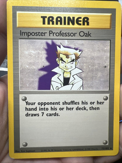 Pokemon Imposter Professor Oak 073/102 Base Set Rare Non Holo - MOD PLAY