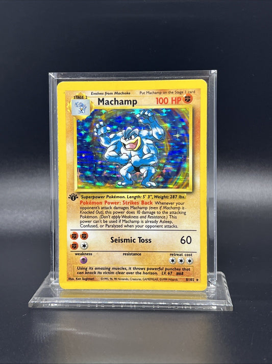 Pokemon Machamp 1st Edition 008/102 Deck Exclusives Holo - HEAVY PLAY