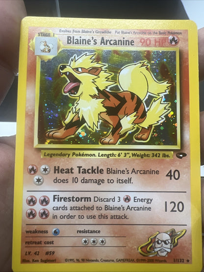 Pokemon Blaine's Arcanine 1/132 Gym Challenge Holo - LIGHT PLAY