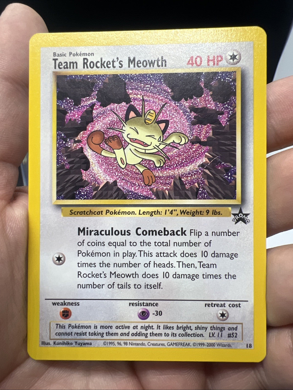 Pokemon Team Rocket's Meowth 18/53 Wotc Promo - NEAR MINT
