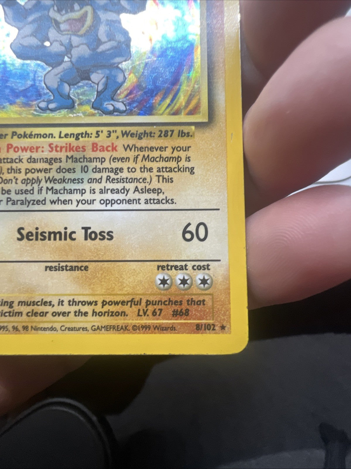 Pokemon Machamp 1st Edition Base Set 8/102 Holo - HEAVY PLAY (B)