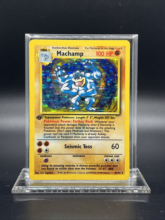Pokemon Machamp 1st Edition Base Set 8/102 Holo - HEAVY PLAY (B)
