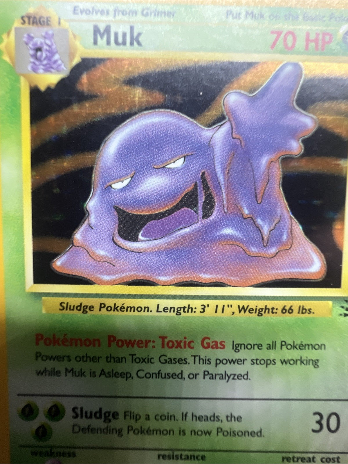 Pokemon Muk 13/62 Fossil Holo - LIGHT PLAY (B)