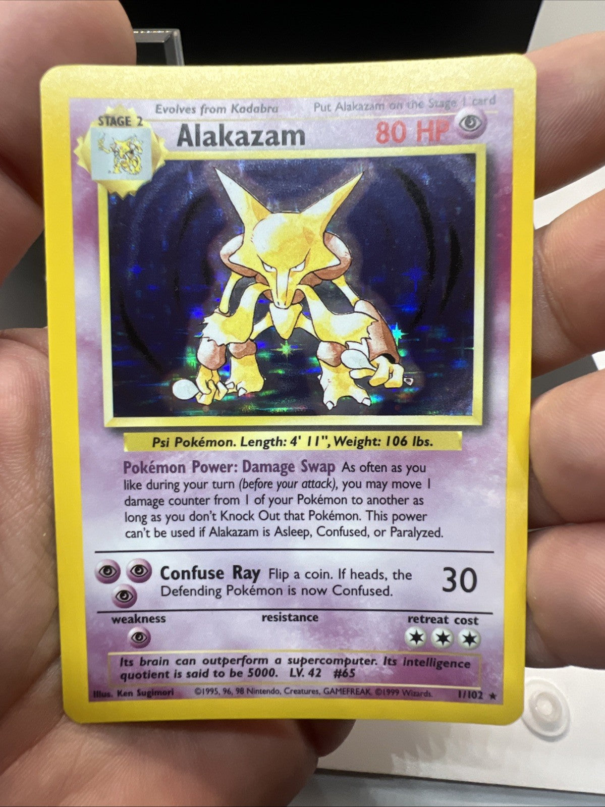 Alakazam 001/102 – Base Set – Holo Rare – Light Play - Pokemon