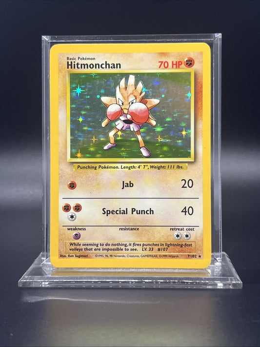 Pokemon Hitmonchan 007/102 Base Set Holo - LIGHT PLAY