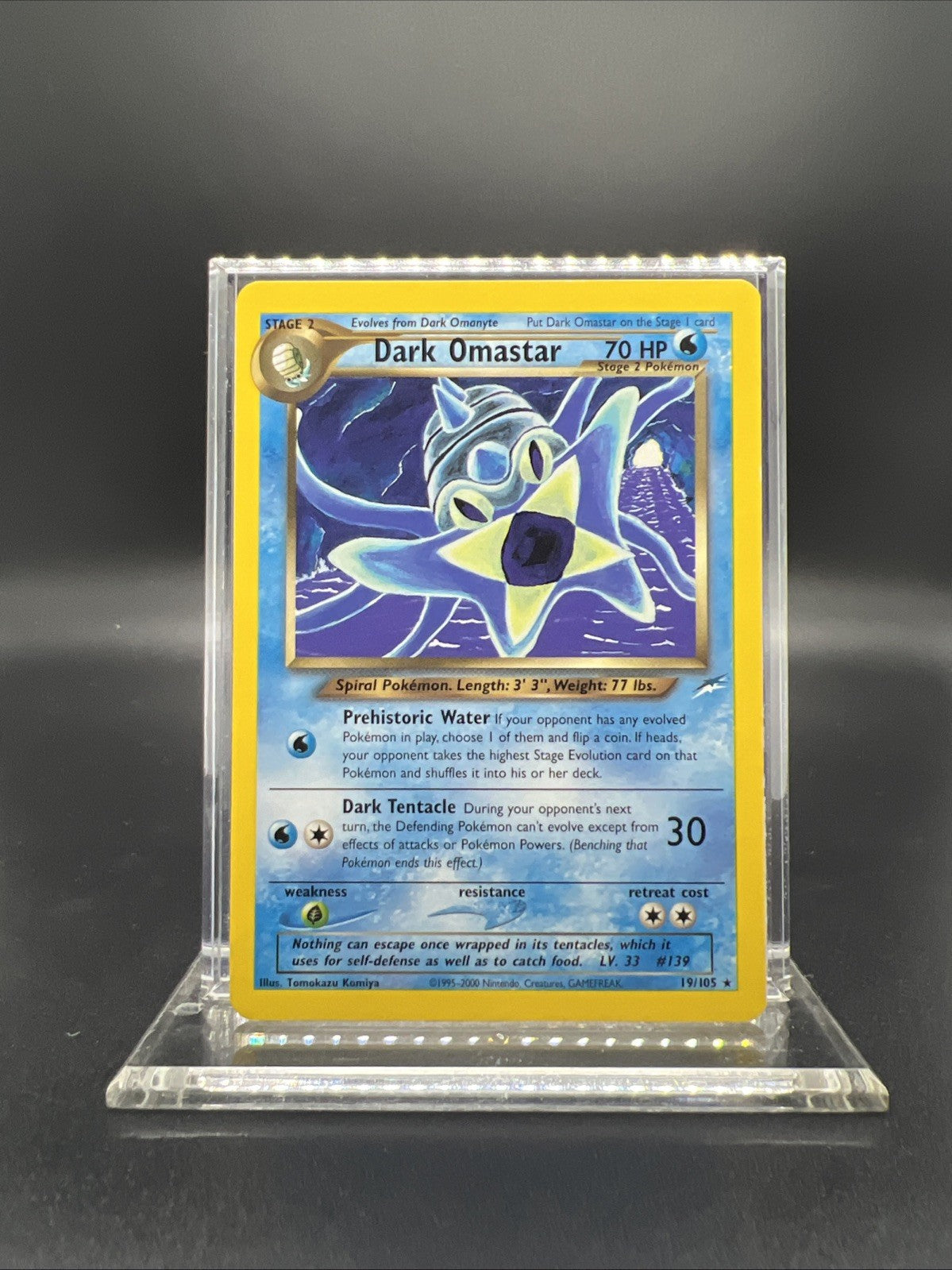 Pokemon Dark Omastar 19/105 Neo Destiny Rare - LIGHT PLAY