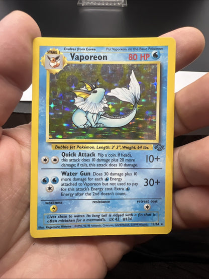 Pokemon Vaporeon 12/64 Jungle Holo - HEAVY PLAY (C)