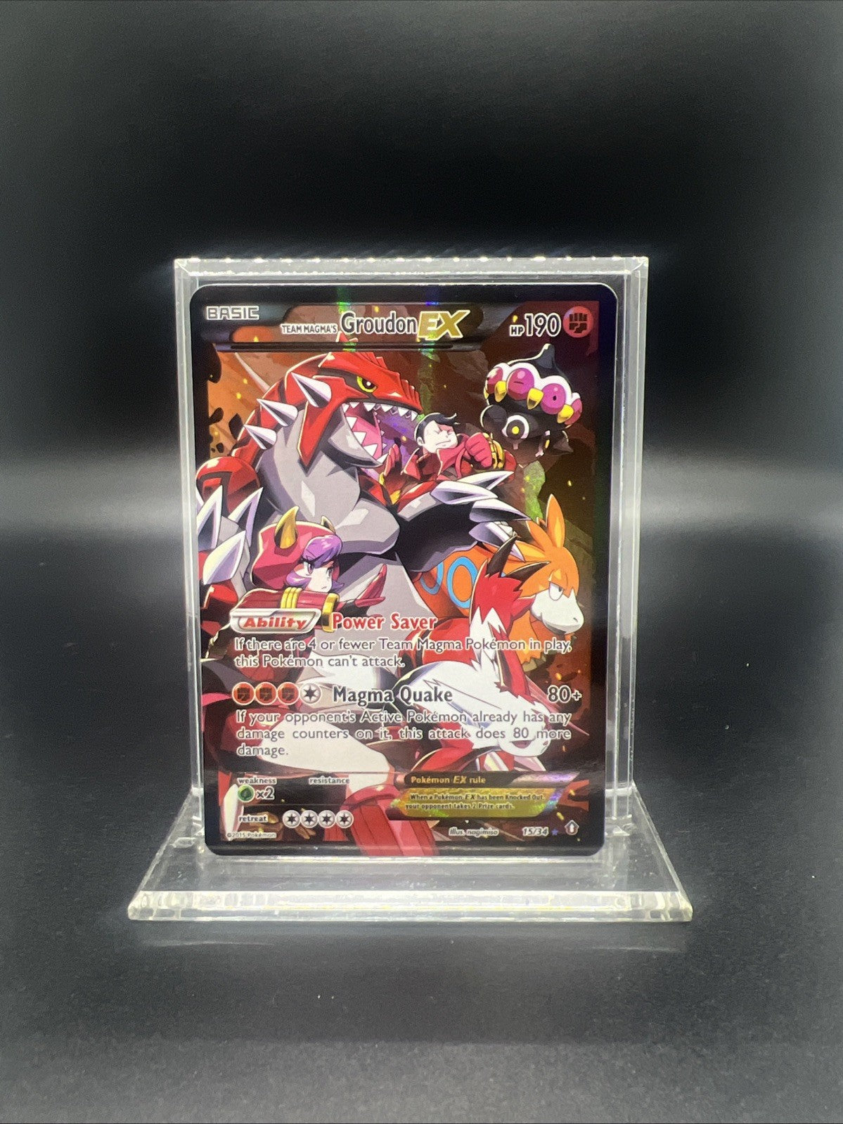 Pokemon Team Magma's Groudon EX 15/34 Double Crisis Holo - LIGHT PLAY