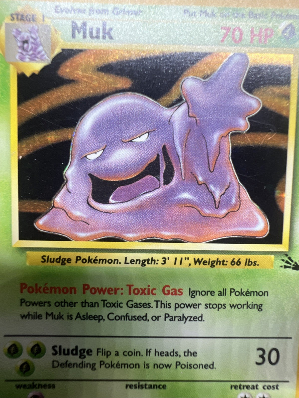 Pokemon Muk 13/62 Fossil Holo - LIGHT PLAY (A)