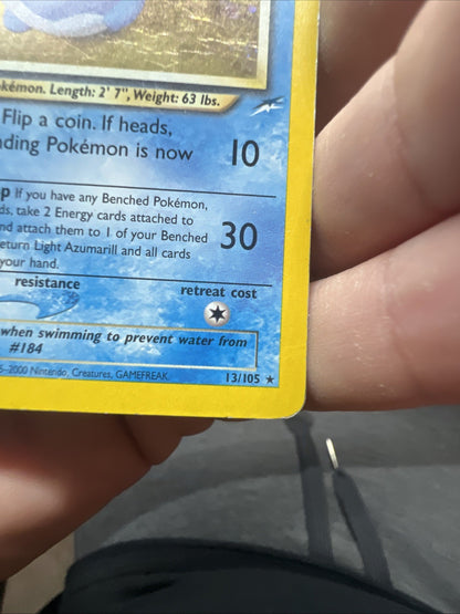 Pokemon Light Azumarill 13/105 – Neo Destiny – Holo Rare – Heavy Play (A)
