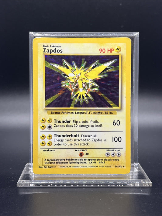 Pokemon Zapdos 016/102 – Base Set – Holo Rare – Heavy Play (B)